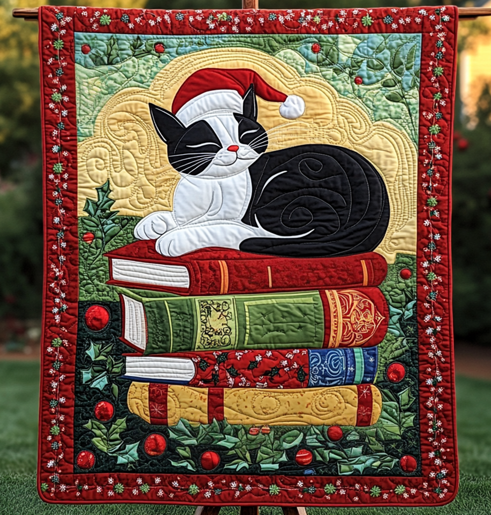 Christmas Whiskers Quilted Blanket - Throw (55" x 60")
