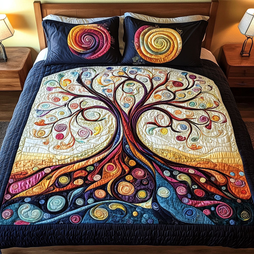 Circle of Life 3-Piece Quilted Bedding Set - Single (59" x 70")