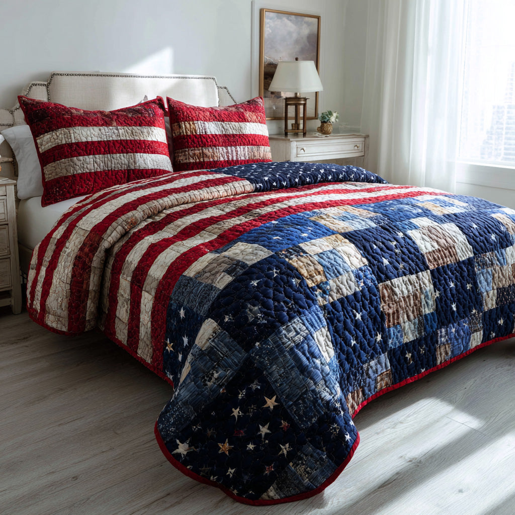 Classic Patchwork Pride 3-Piece Quilted Bedding Set - Single (59" x 70")