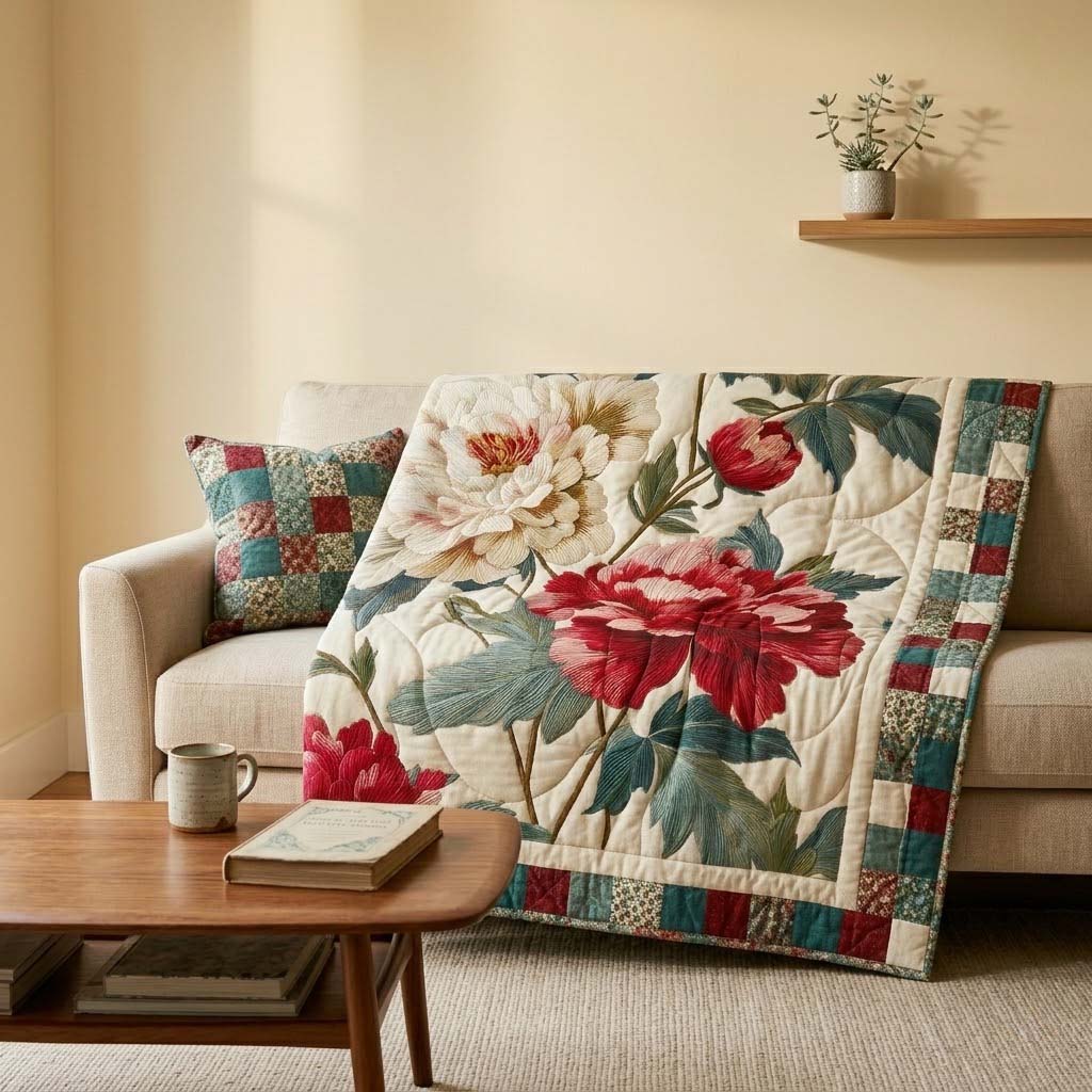 Classic Peonies Quilted Blanket - Baby (30" x 40") - Pack 1