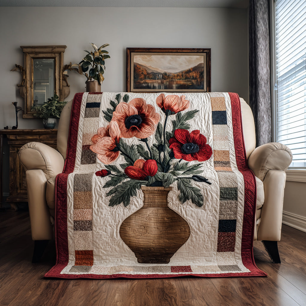 Classic Poppy Arrangement Quilted Blanket - Baby (30" x 40") - Pack 1
