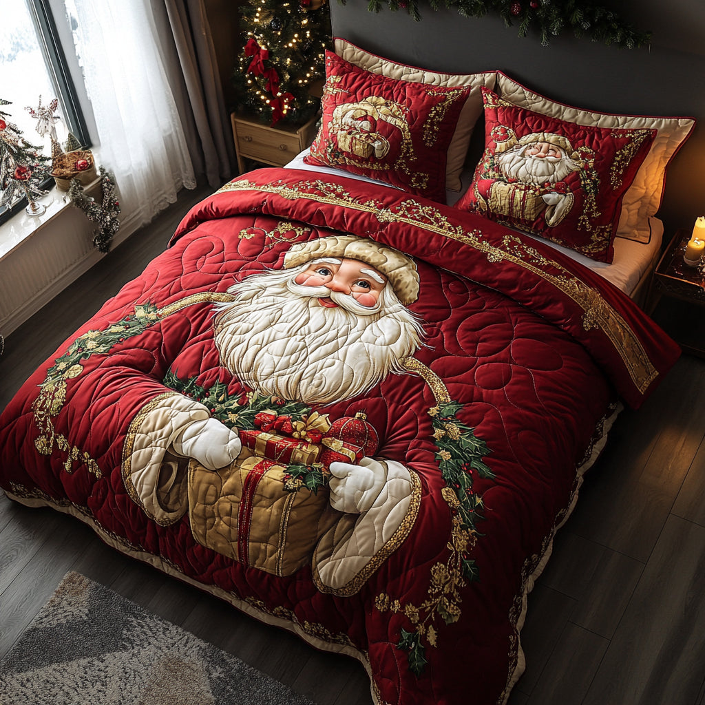 Classic Santa Quilted Bedding Set - Single (59" x 70")