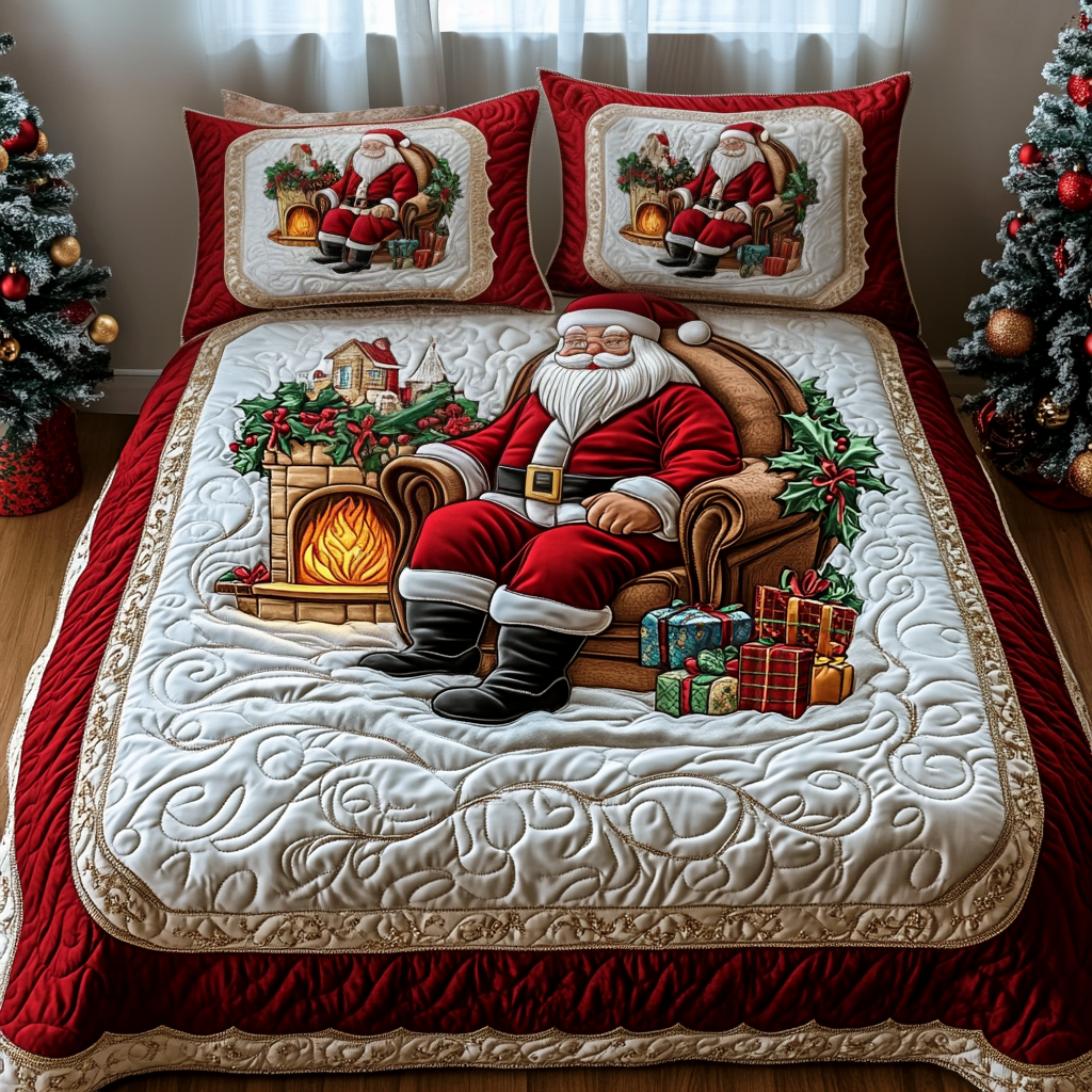Classic Santa Quilted Bedding Set - Single (59" x 70")
