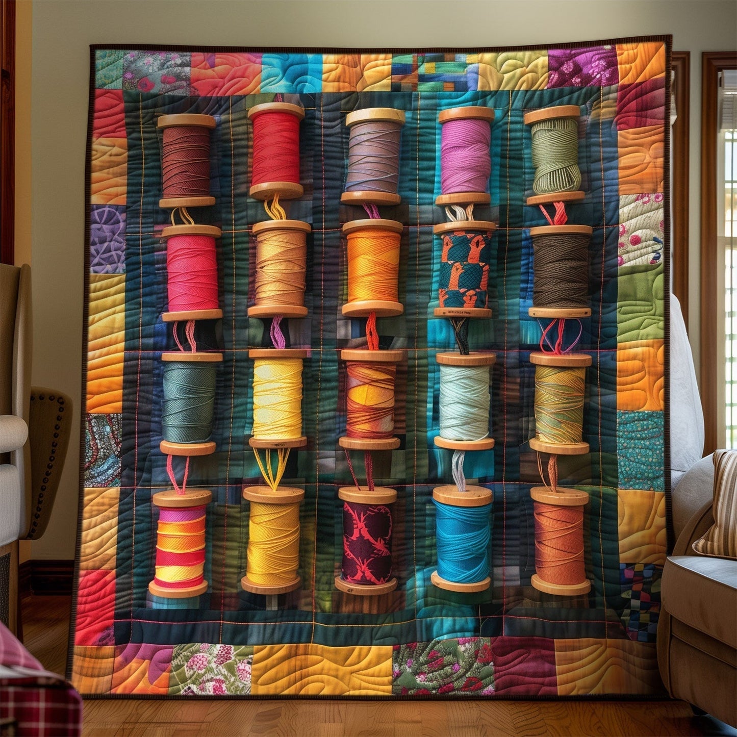 Classic Spools Quilted Blanket - Throw (55" x 60")