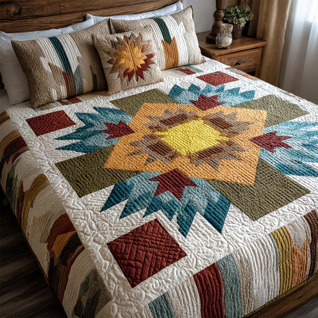 Classic Star Path 3-Piece Quilted Bedding Set - Single (59" x 70")