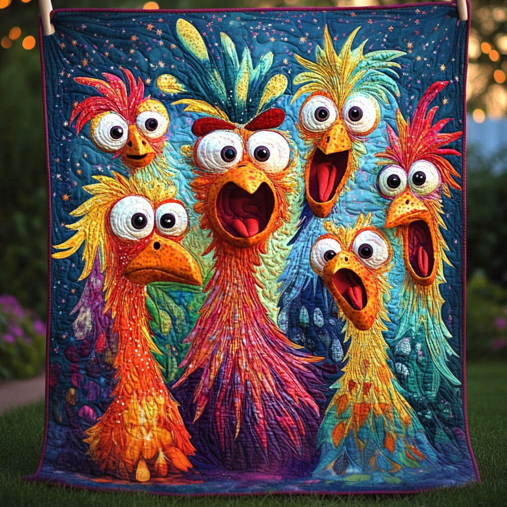 Cluck Crew Quilted Blanket - Throw (55" x 60")