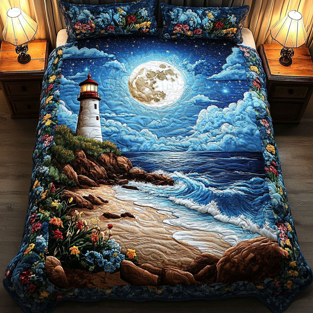 Coastal Moonlight 3-Piece Quilted Bedding Set - Single (59" x 70")