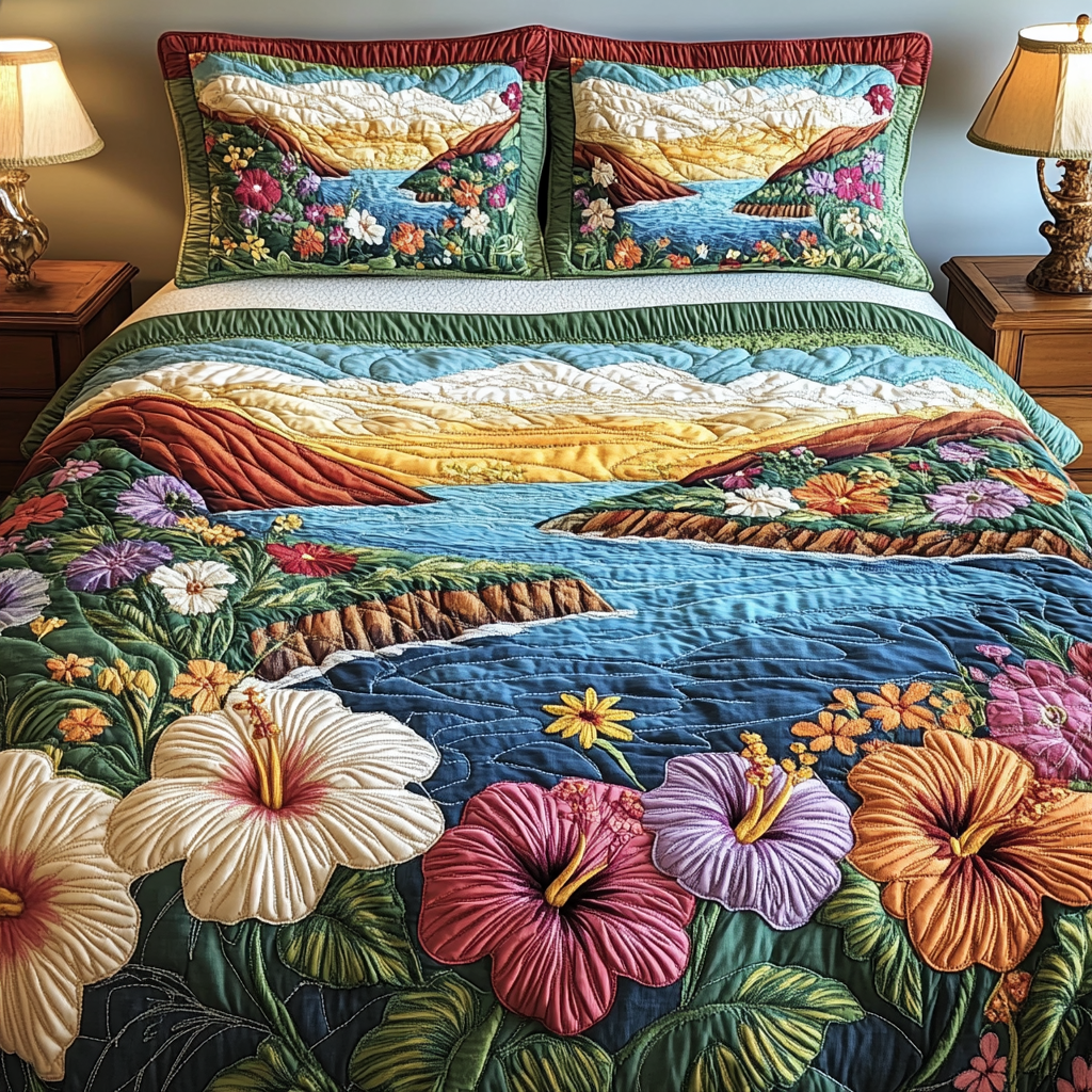 Coastal Calm Quilted Bedding Set - Single (59" x 70")