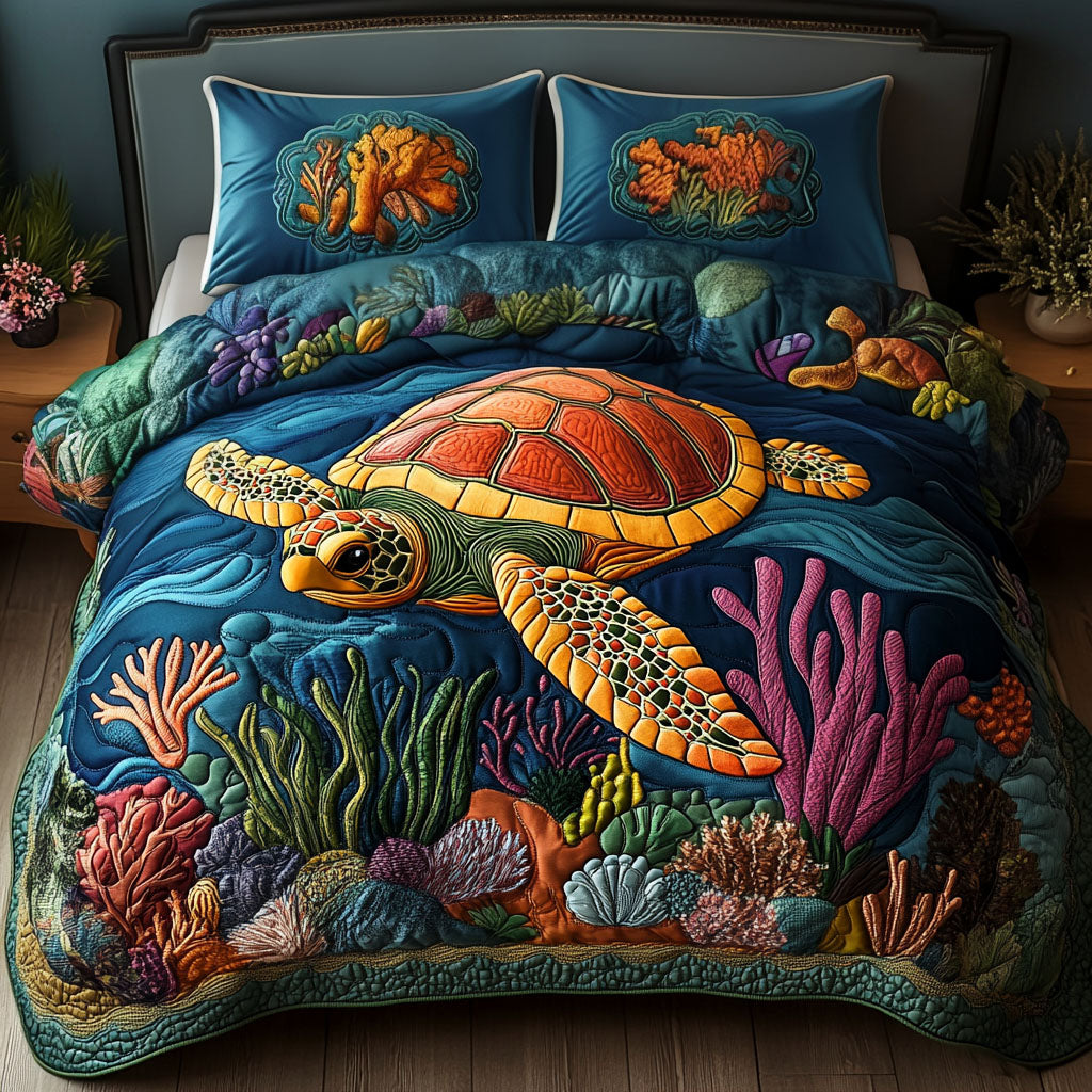 Coastal Compass 3-Piece Quilted Bedding Set - Single (59" x 70")