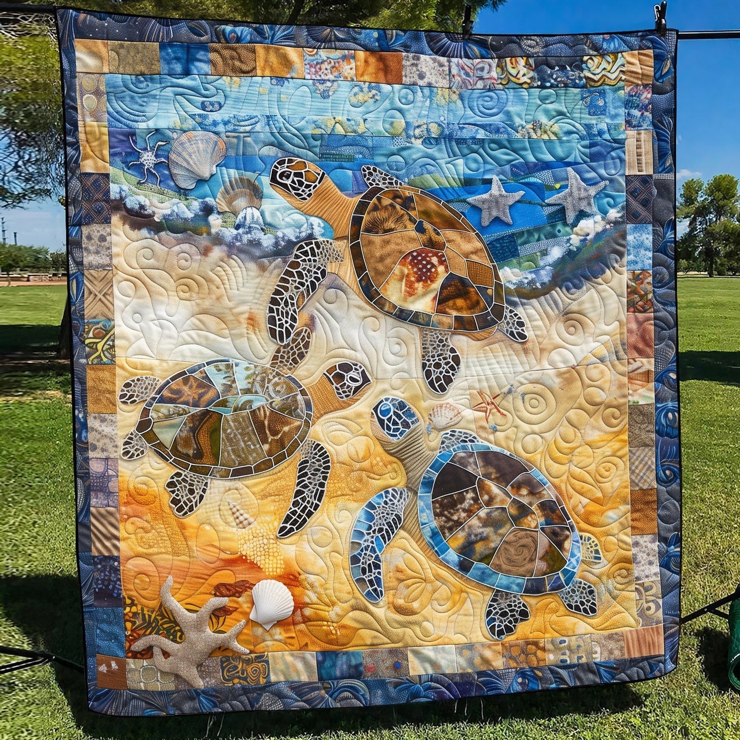 Coastal Crawl Quilted Blanket - Throw (55" x 60")
