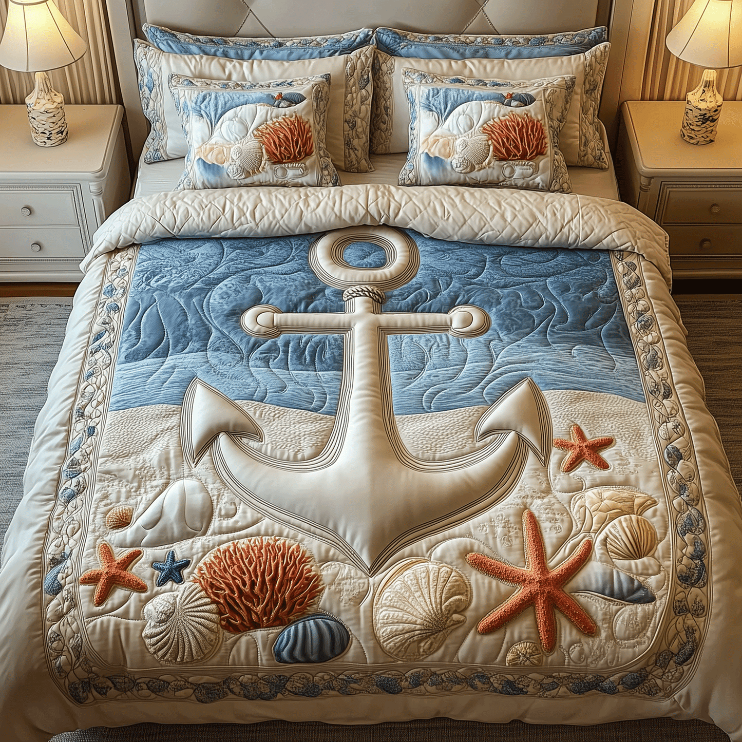 Coastal Dreams 3-Piece Quilted Bedding Set - Single (59" x 70")