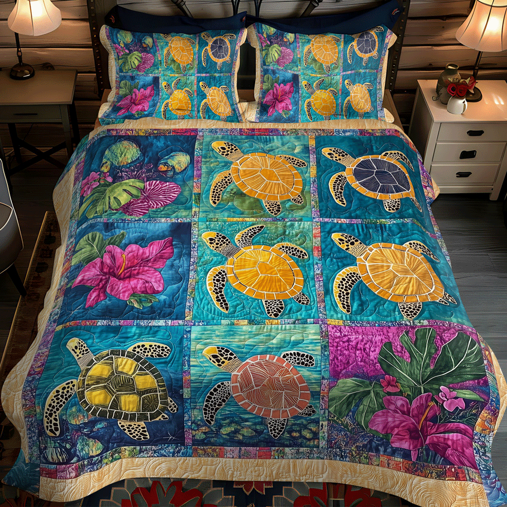 Coastal Drift 3-Piece Quilted Bedding Set - Single (59" x 70")