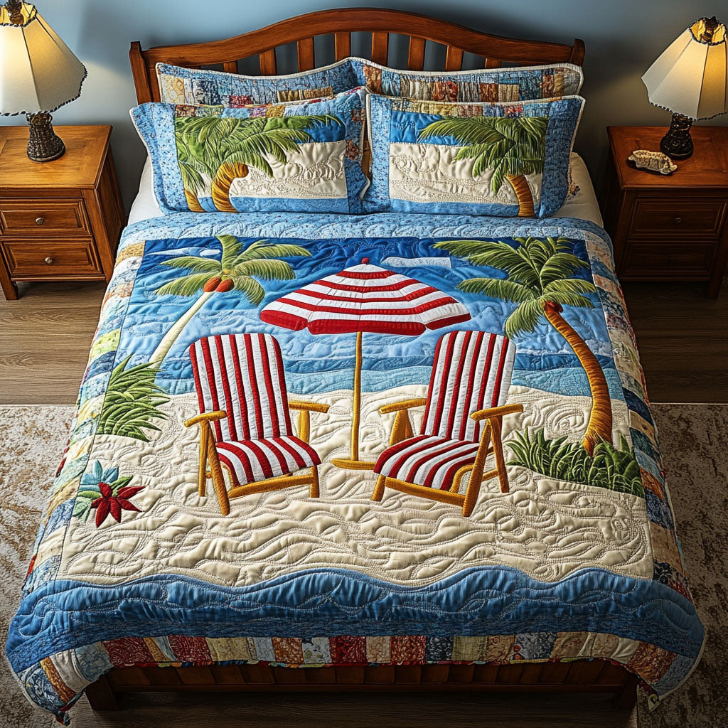 Coastal Escape 3-Piece Quilted Bedding Set - Single (59" x 70")