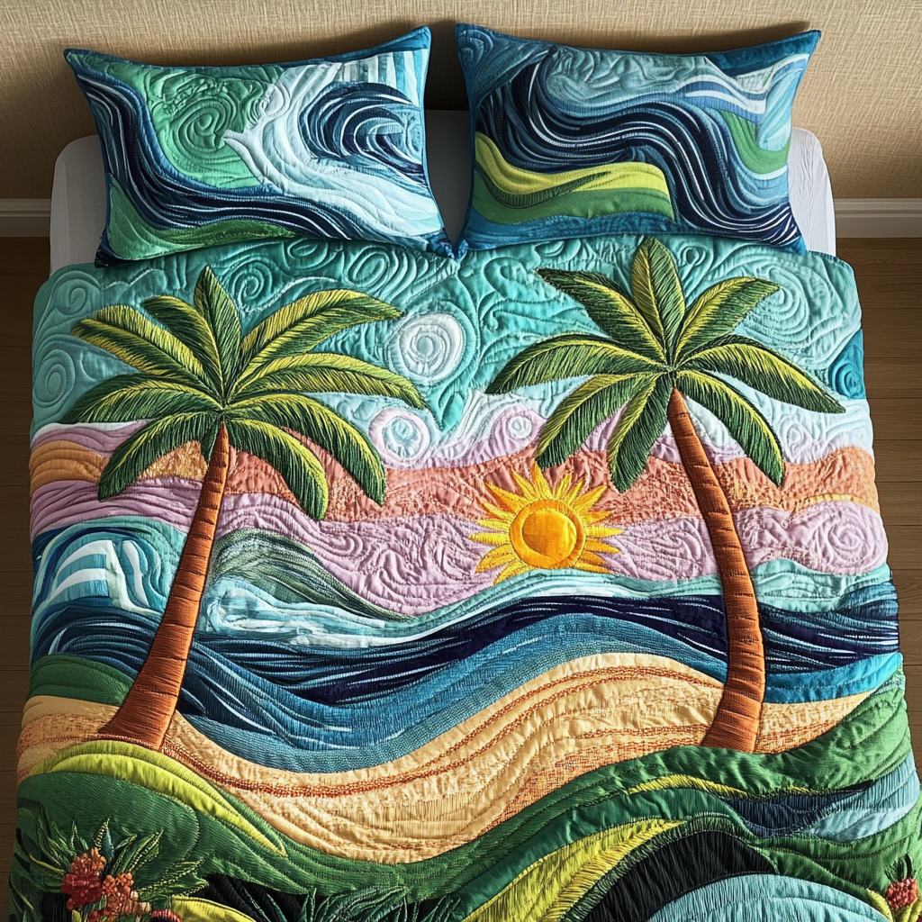 Coastal Glow 3-Piece Quilted Bedding Set - Single (59" x 70")