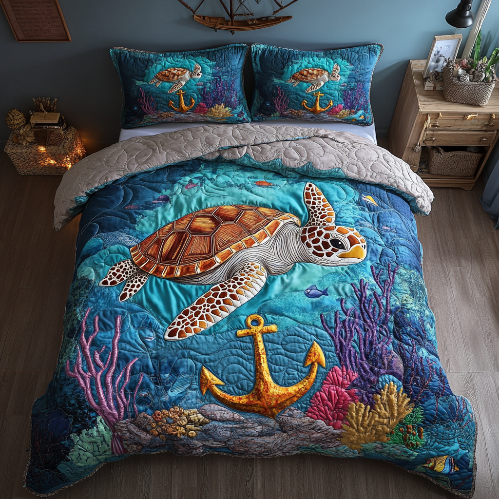 Coastal Guardian 3-Piece Quilted Bedding Set - Single (59" x 70")
