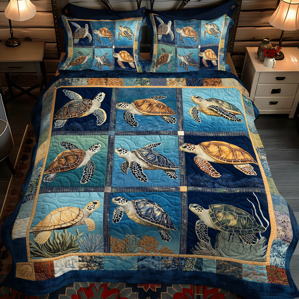 Coastal Harmony 3-Piece Quilted Bedding Set - Single (59" x 70")