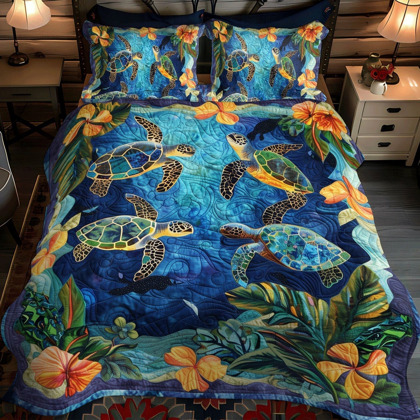 Coastal Harmony 3-Piece Quilted Bedding Set - Single (59" x 70")