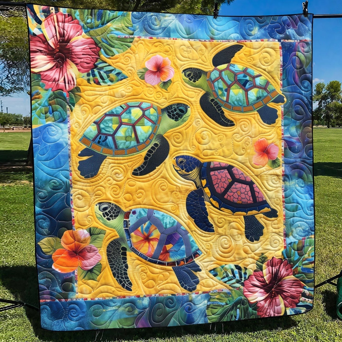 Coastal Harmony Quilted Blanket - Throw (55" x 60")