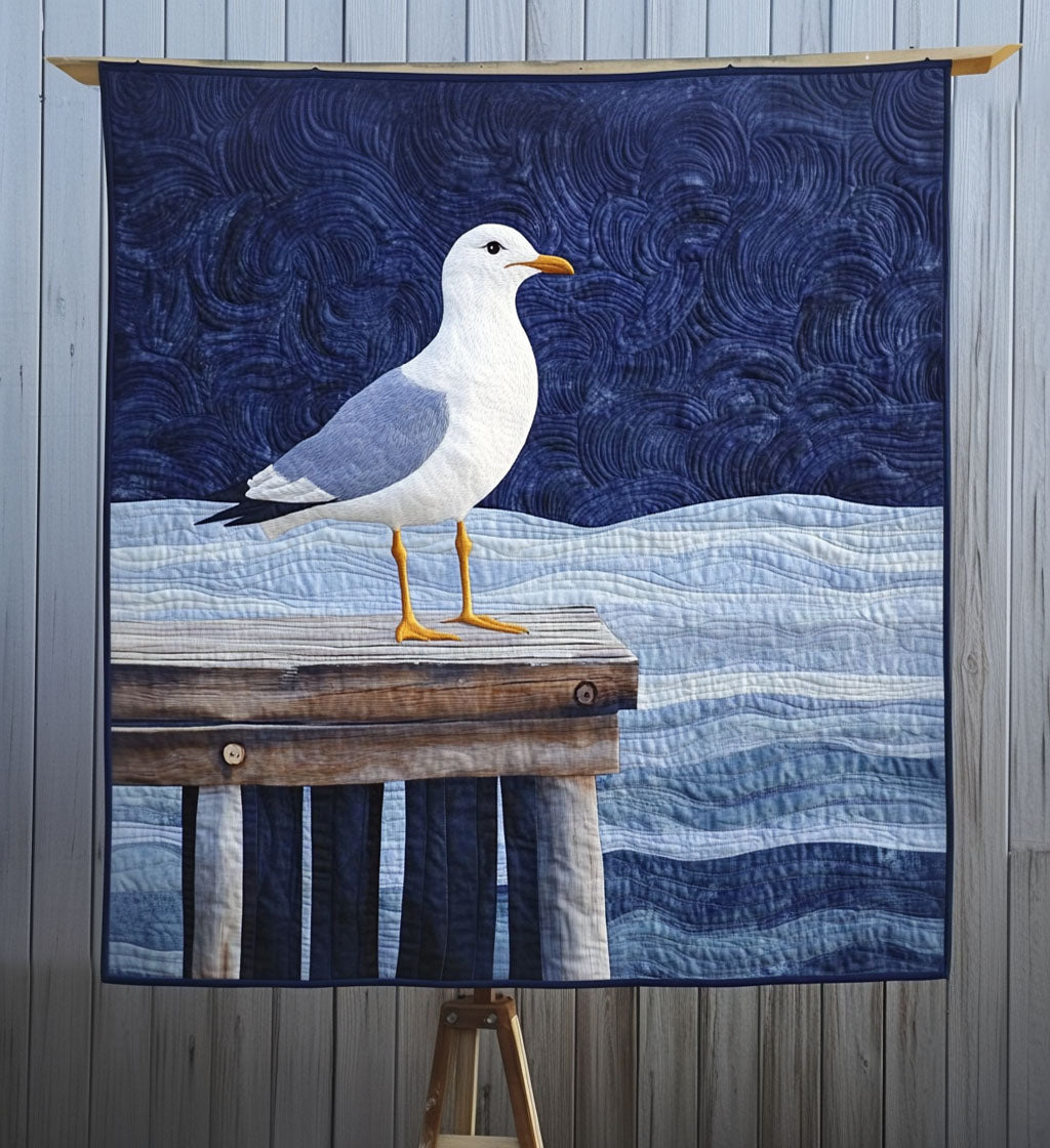 Coastal Seagull Serenity Art Quilt Hanging - Baby (30" x 40")