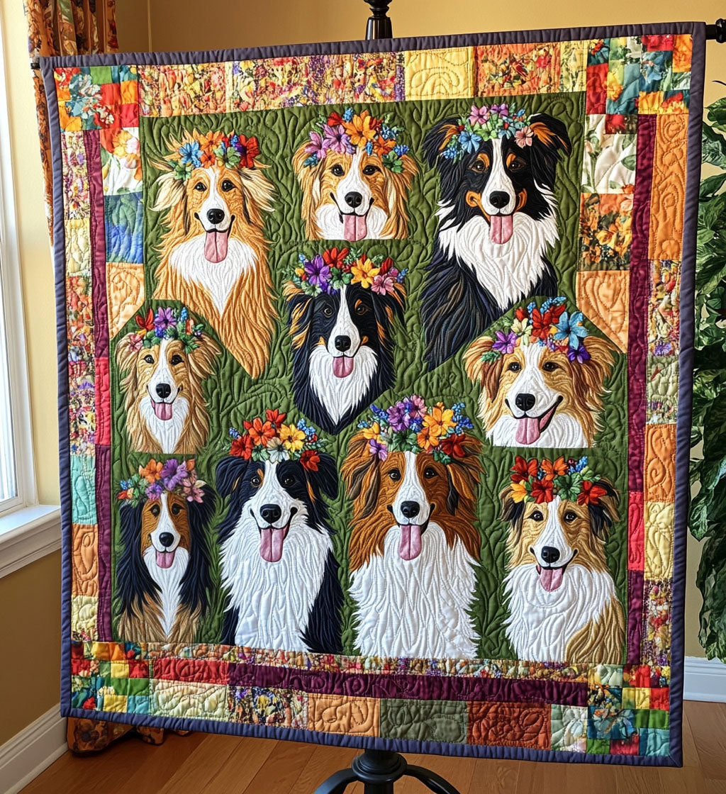 Collie Fields Quilted Blanket - Throw (55" x 60")
