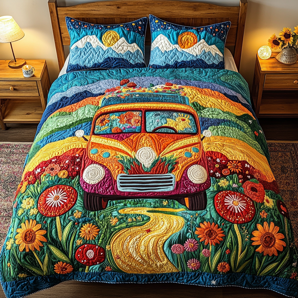 Color Bloom 3-Piece Quilted Bedding Set - Single (59" x 70")