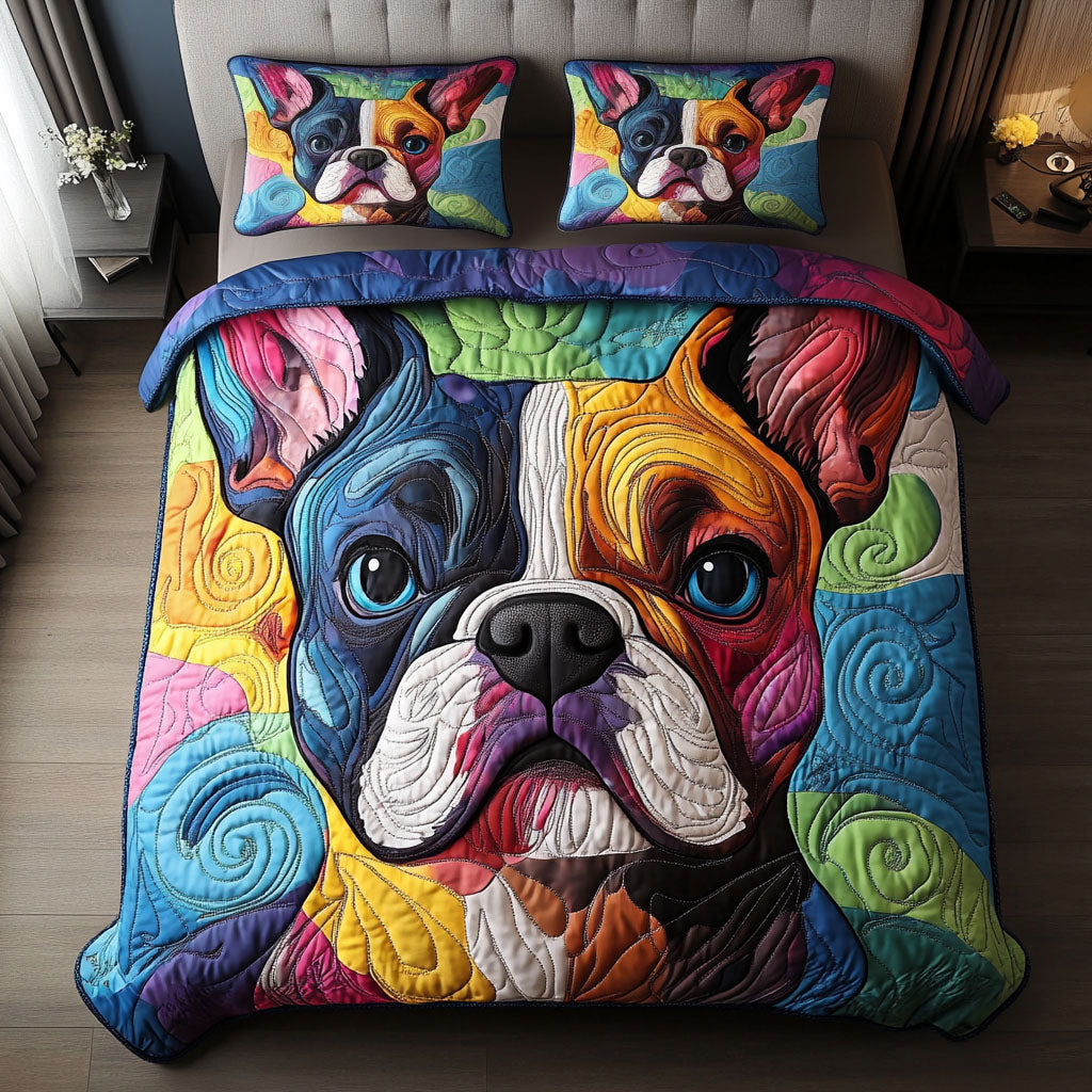 Color Pop Pup 3-Piece Quilted Bedding Set - Single (59" x 70")