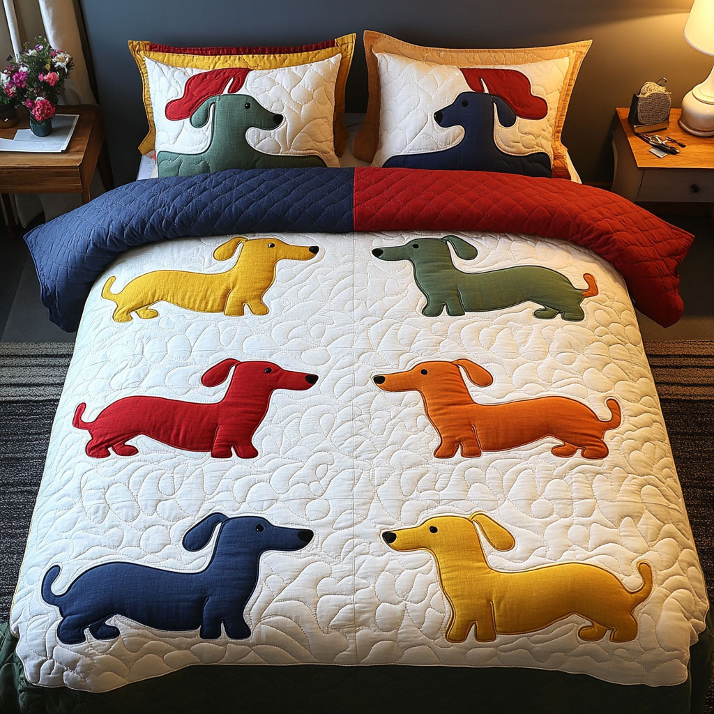 Color Pup Joy 3-Piece Quilted Bedding Set - Single (59" x 70")