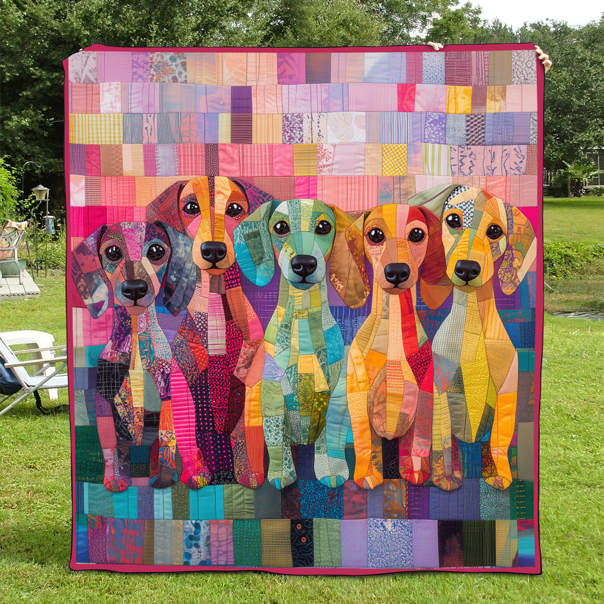Color Splash Dachshund Quilted Blanket - Throw (55" x 60")