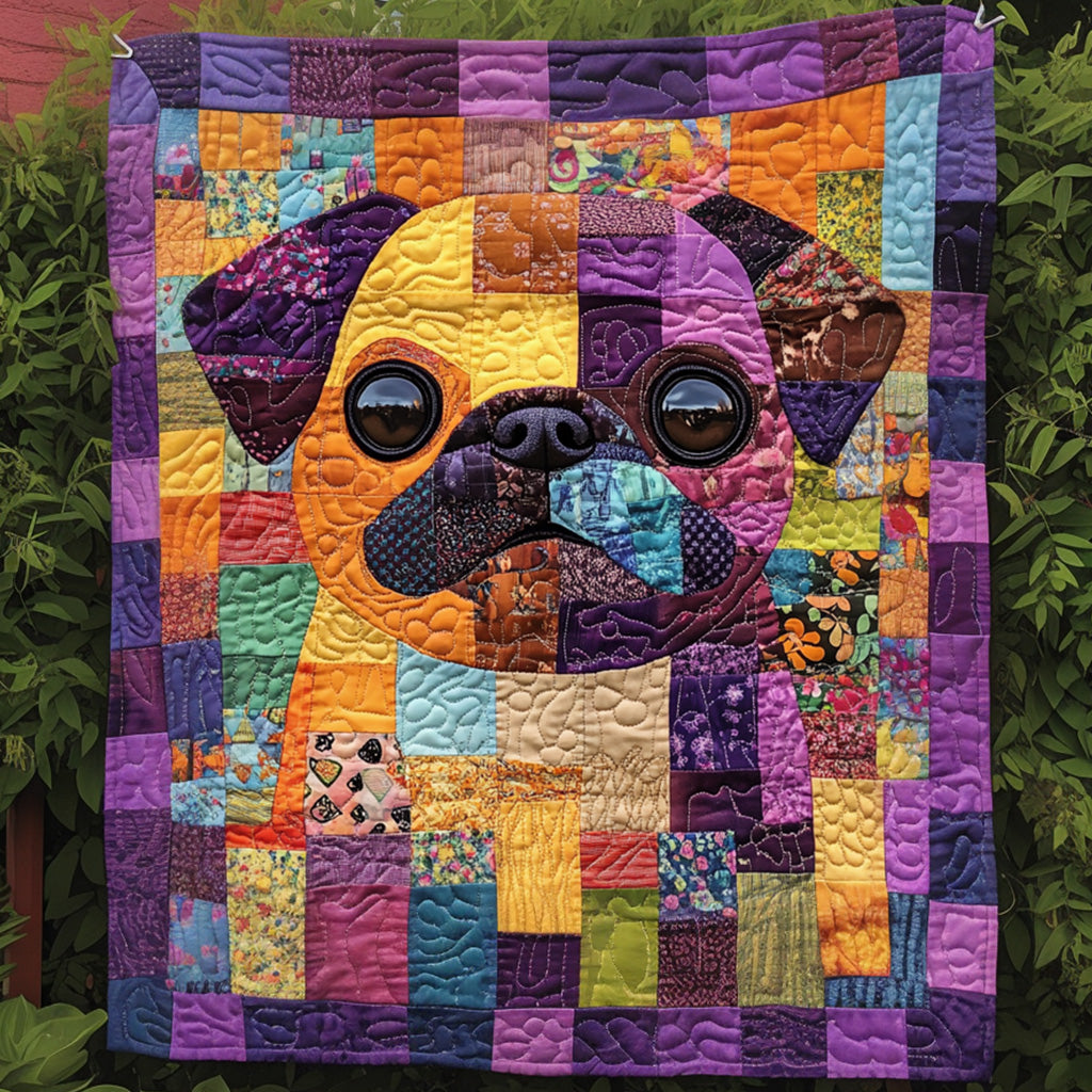 Color Splash Pug Quilted Blanket - Throw (55" x 60")