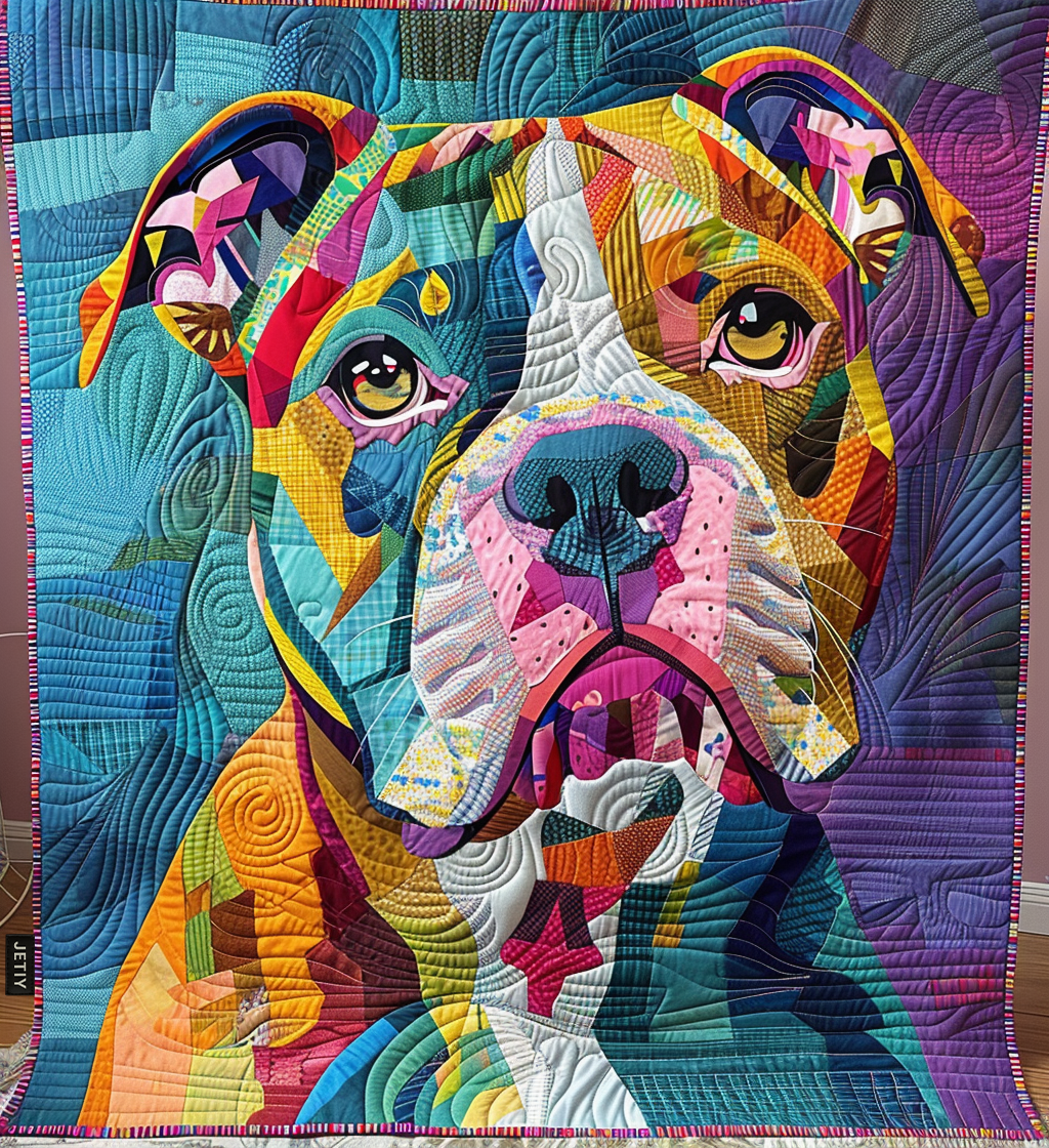 Colorburst Pup Charm Quilted Blanket - Throw (55" x 60")