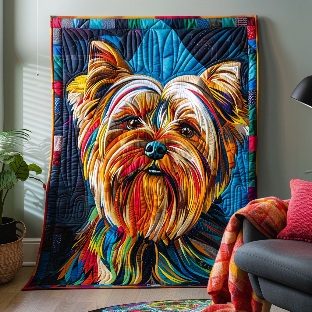 Colorful Canine Quilted Blanket - Throw (55" x 60")