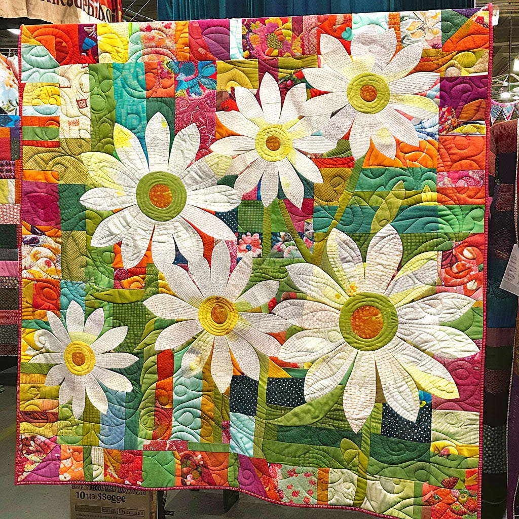 Colorful Floral Delight Quilted Blanket - Throw (55" x 60")