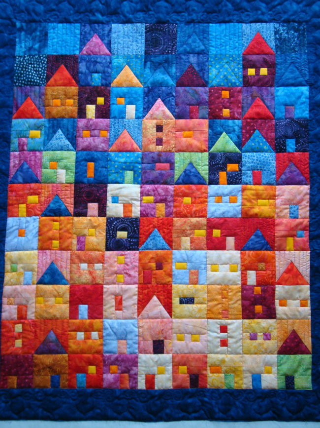 Colorful Hometown Quilted Blanket - Throw (55" x 60")