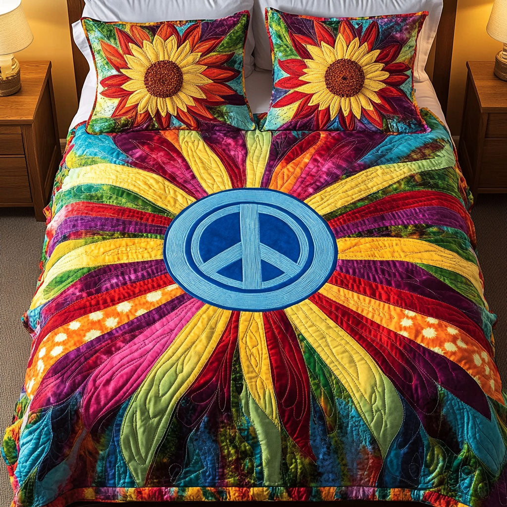 Colorful Tranquility 3-Piece Quilted Bedding Set - Single (59" x 70")