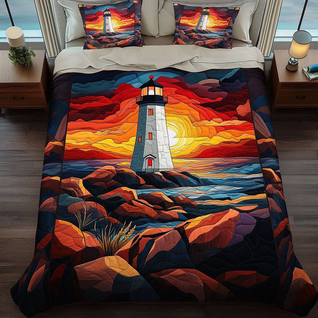 Colorful Twilight 3-Piece Quilted Bedding Set - Single (59" x 70")