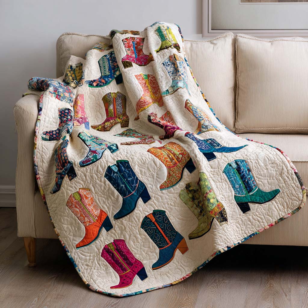 Colorful Boots Quilted Blanket - Baby (30" x 40") - Pack 1