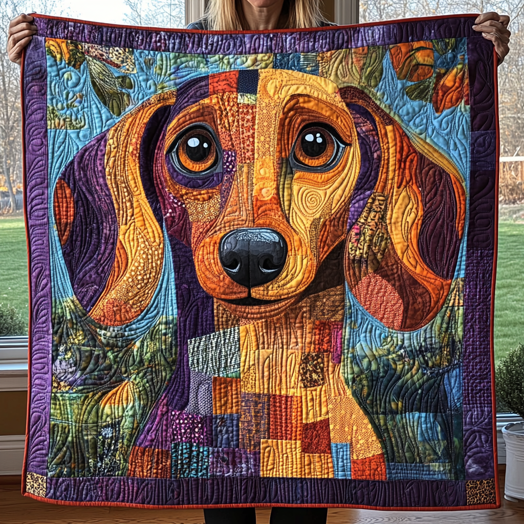 Colorful Canine Charm Quilted Blanket - Throw (55" x 60")