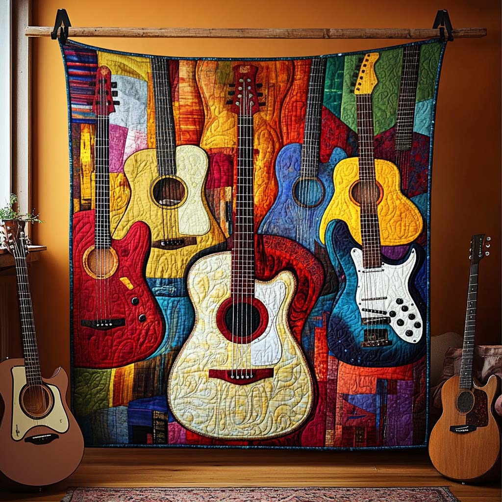 Colorful Chords Quilted Blanket - Throw (55" x 60")