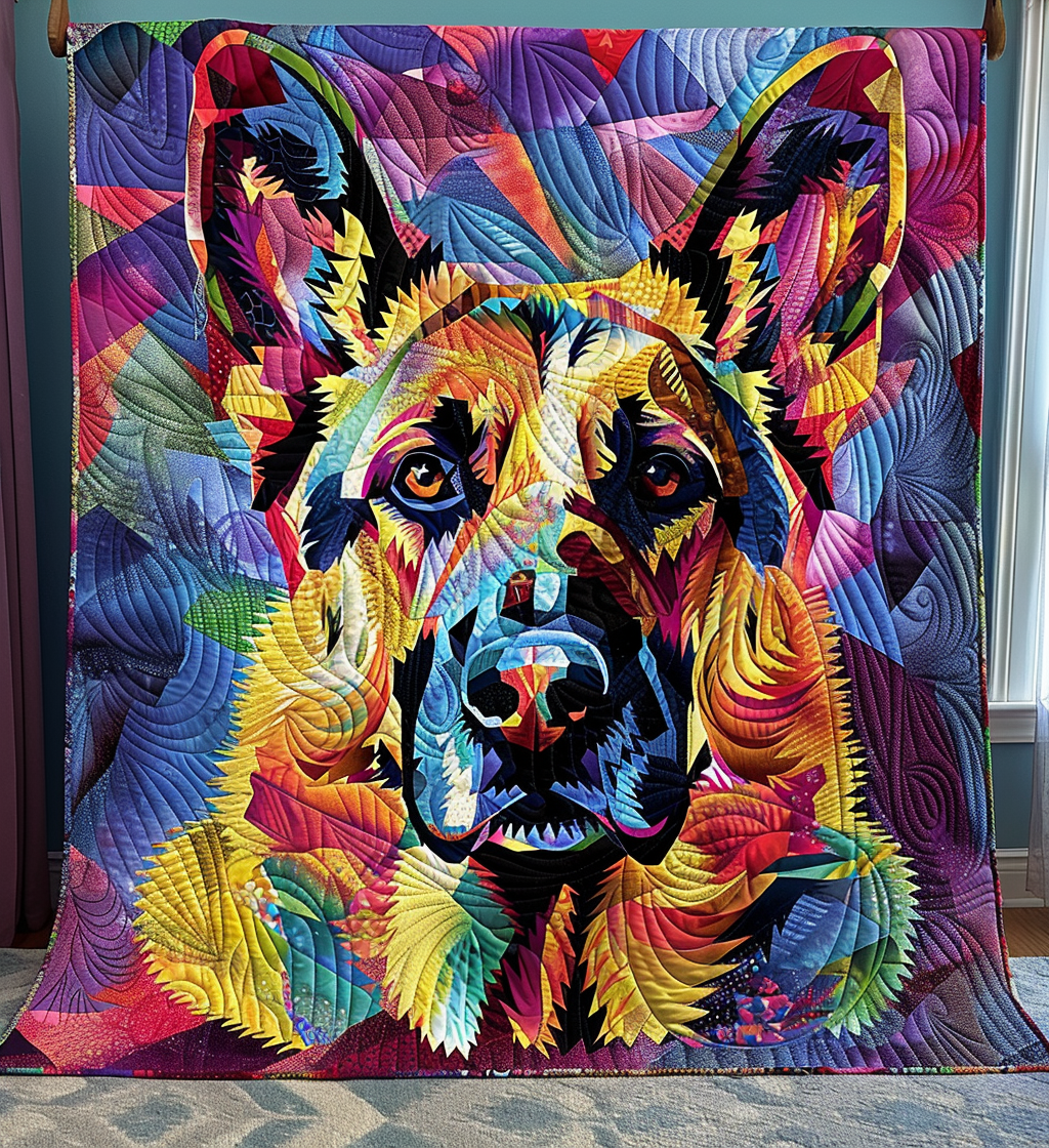 Colorful Shepherd Quilted Blanket - Throw (55" x 60")