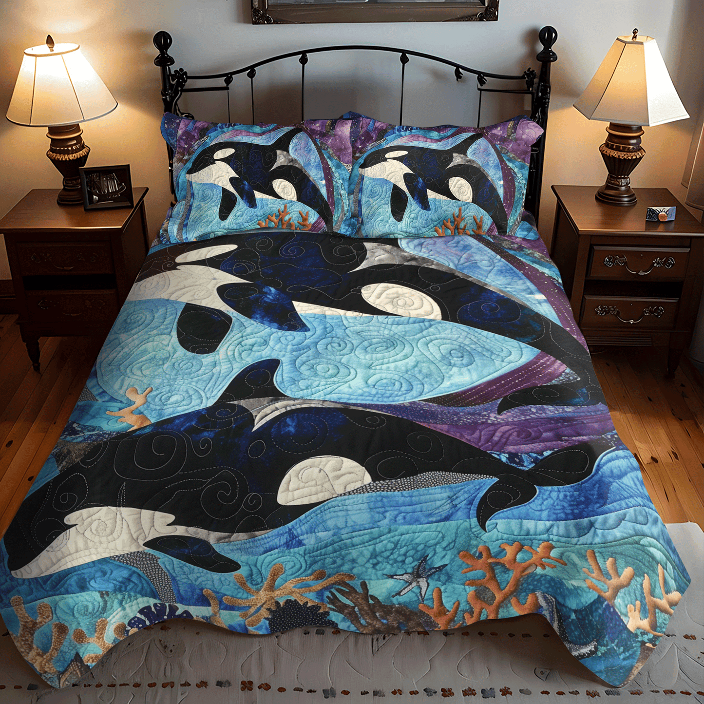 Coral Constellation 3-Piece Quilted Bedding Set - Single (59" x 70")