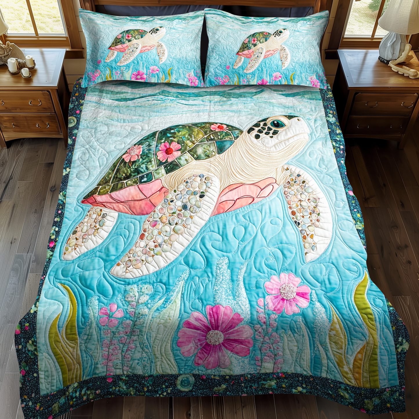 Coral Cove 3-Piece Quilted Bedding Set - Single (59" x 70")