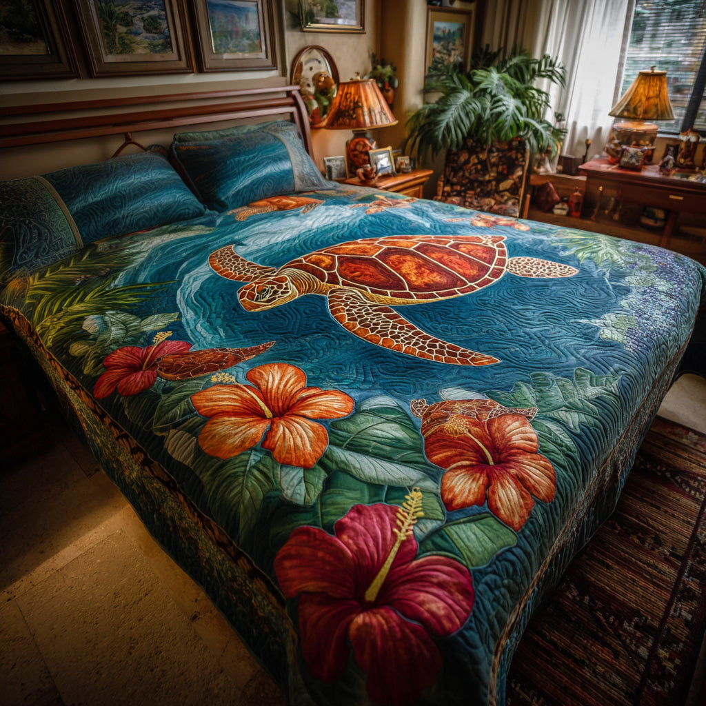 Coral Garden Turtle Quilted Blanket - Baby (30" x 40") - Pack 1