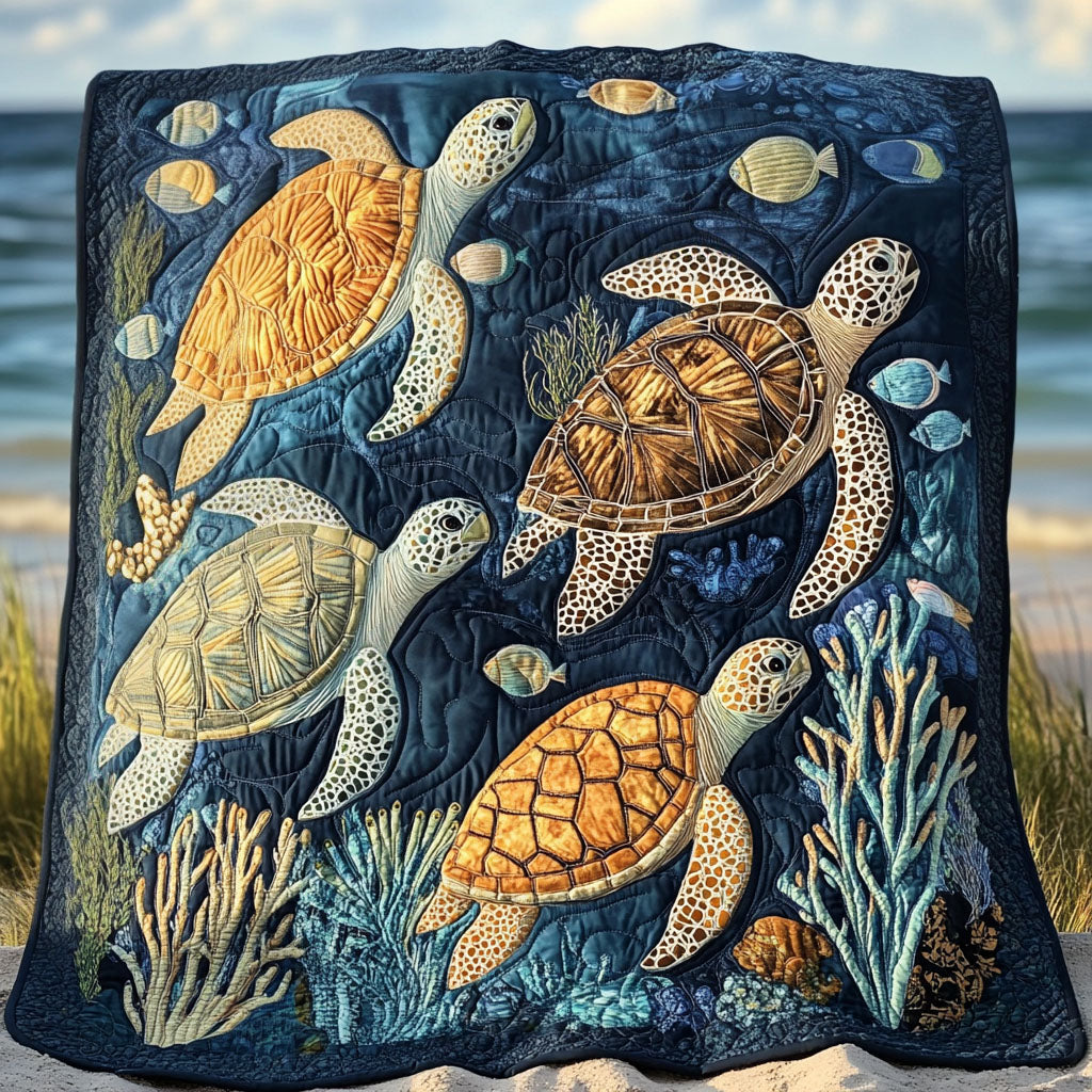 Coral Reef Calm Quilted Blanket - Throw (55" x 60")