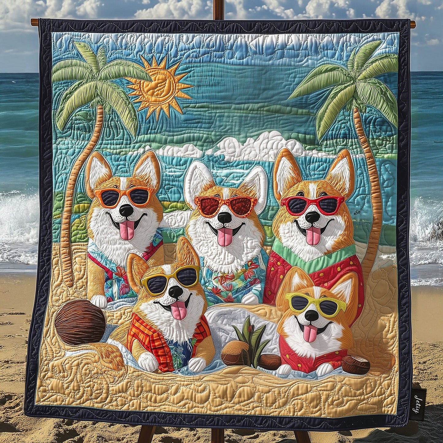 Corgi Bliss Quilted Blanket - Throw (55" x 60")