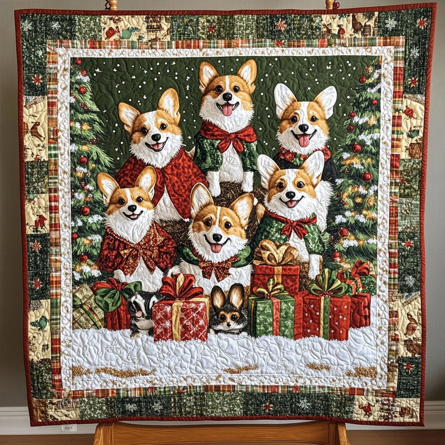 Corgi Christmas Magic Quilted Blanket - Throw (55" x 60")