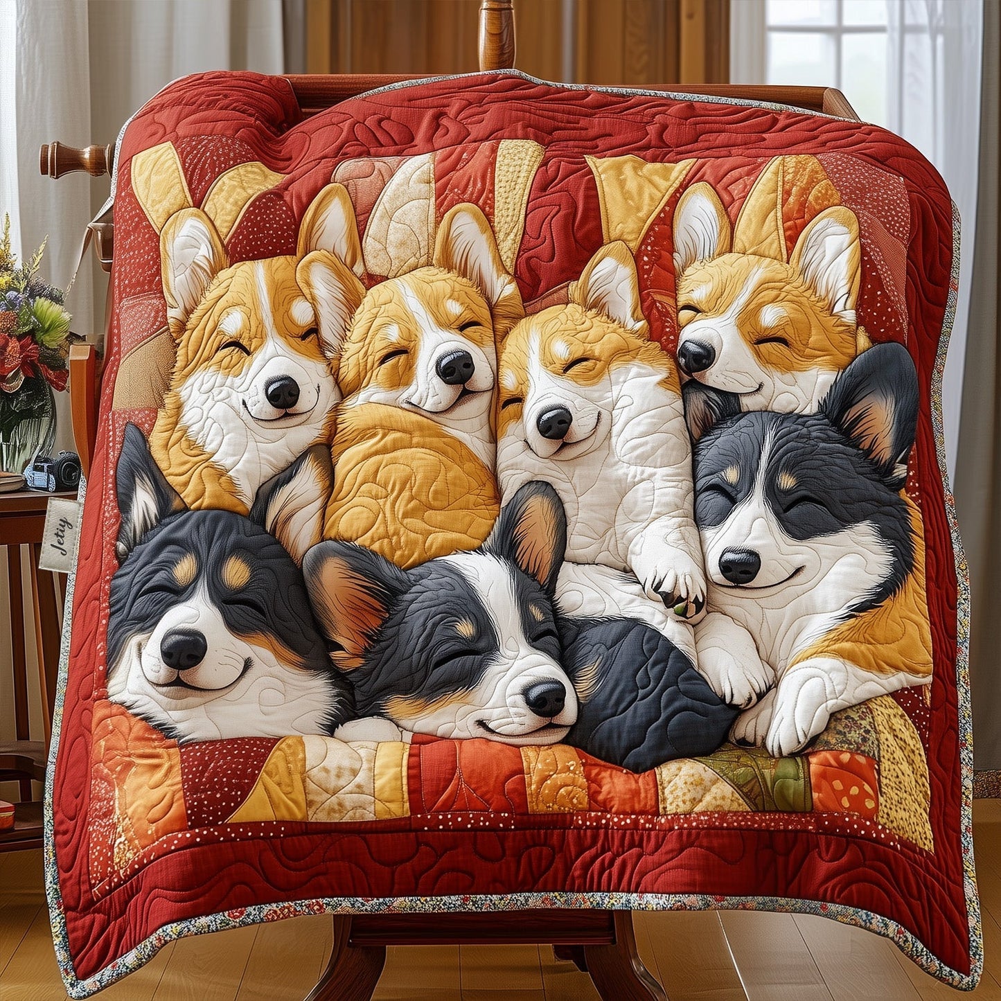 Corgi Cuddle Squad Quilted Blanket - Throw (55" x 60")