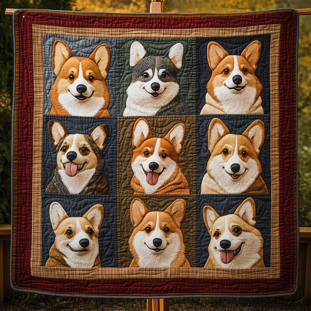 Corgi Adventure Tails Quilted Blanket - Throw (55" x 60")