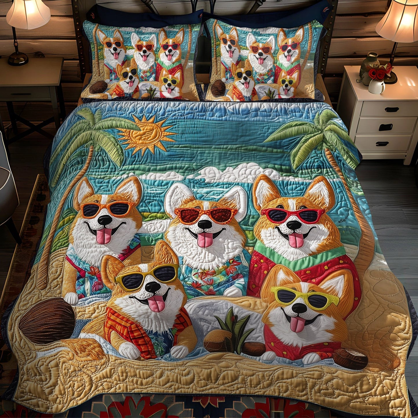 Corgi Bliss 3-Piece Quilted Bedding Set - Single (59" x 70")
