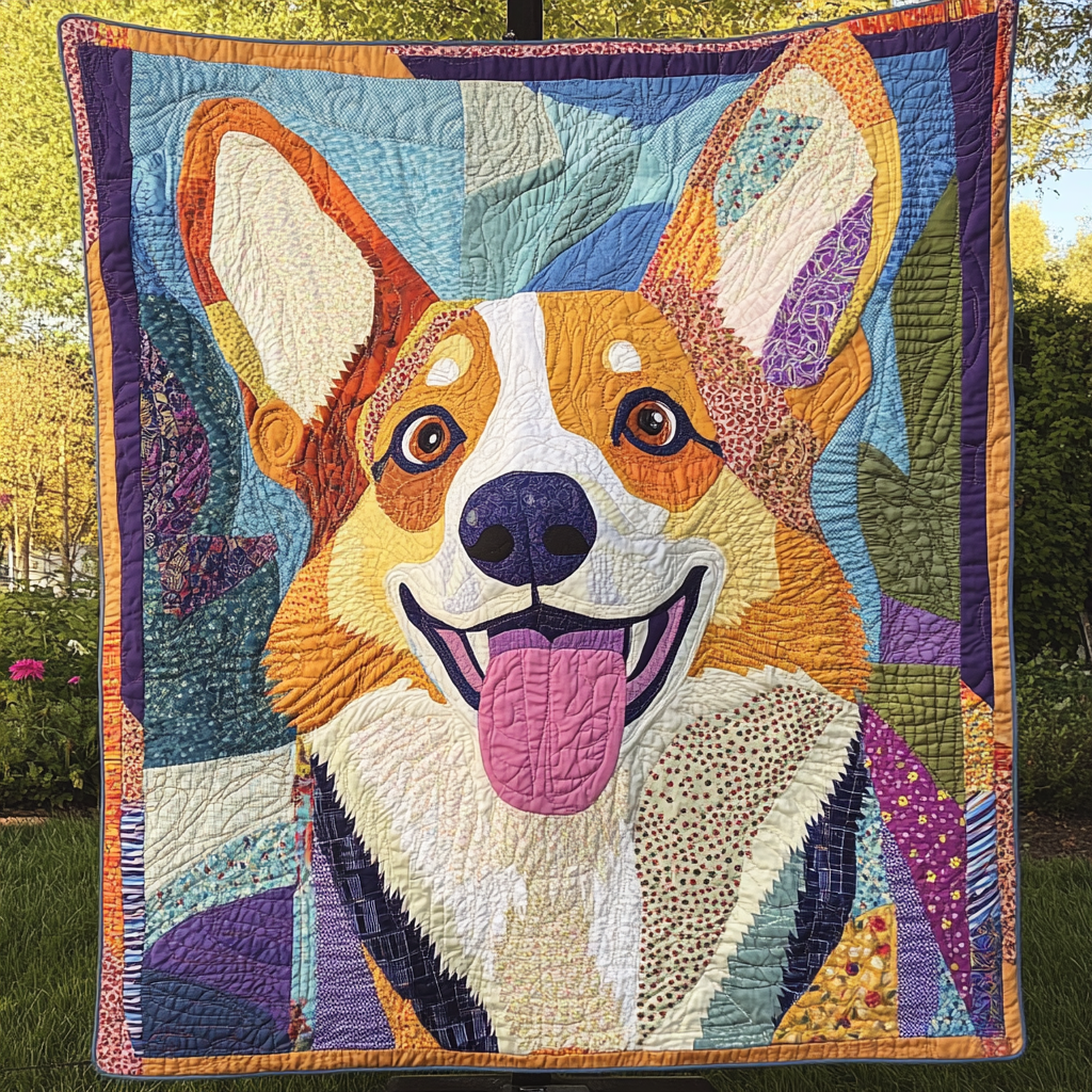 Corgi Blossom Delight Quilted Blanket - Throw (55" x 60")