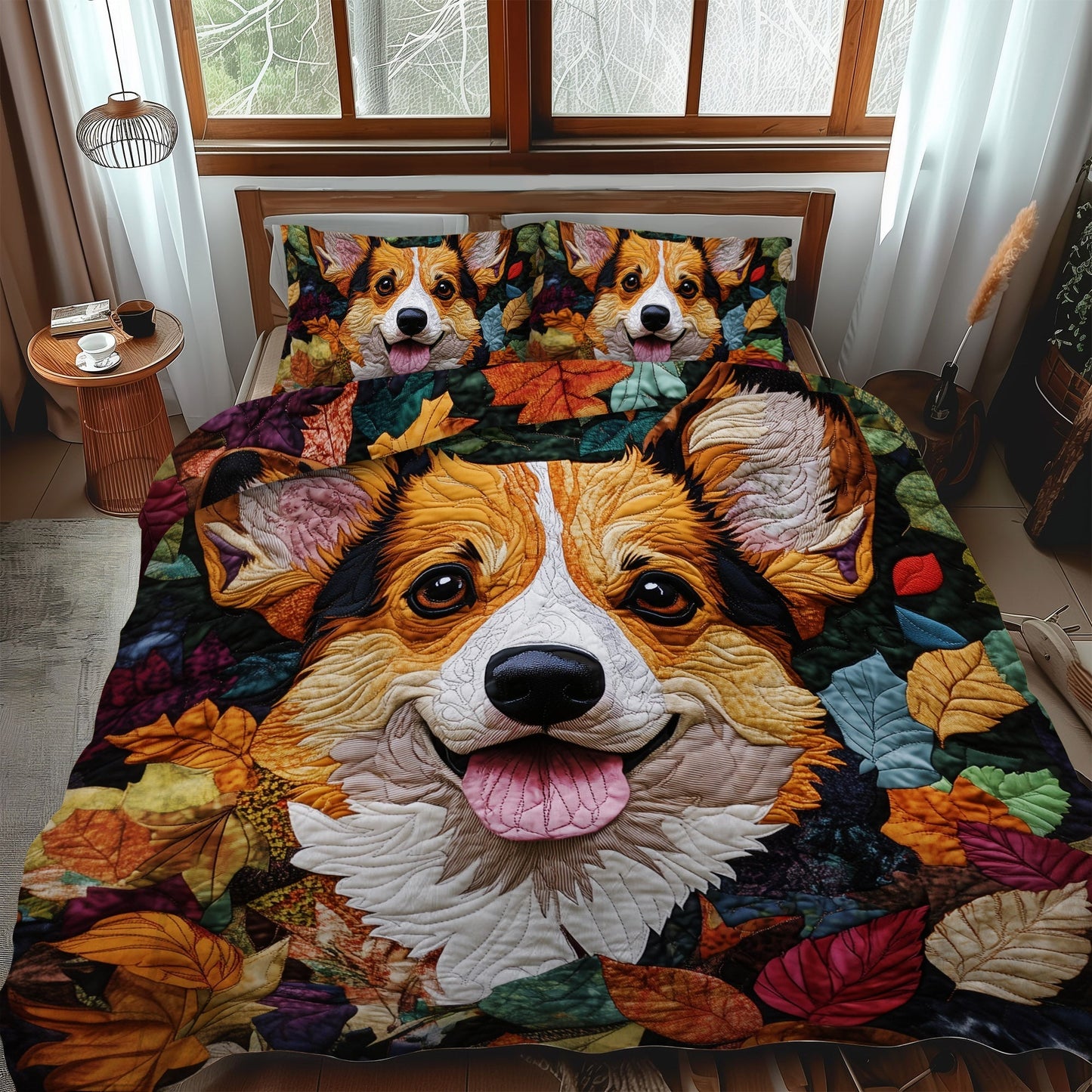 Corgi Charm 3-Piece Quilted Bedding Set - Single (59" x 70")